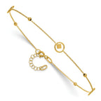 Leslie's 14K Polish/Dia-cut Geometric Bead 9in Plus 1in ext. Anklet - Image 3