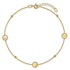 Leslie's 14K Polish/Dia-cut Geometric Bead 9in Plus 1in ext. Anklet - Image 4