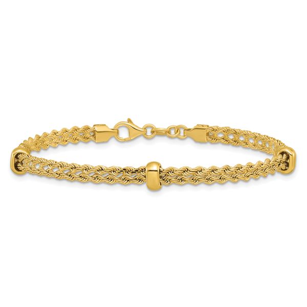 Leslie's 14K Polished and Diamond-cut Fancy Braided Rope Bracelet - Image 3