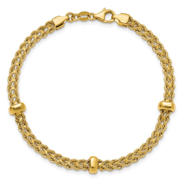 Leslie's 14K Polished and Diamond-cut Fancy Braided Rope Bracelet - Image 4