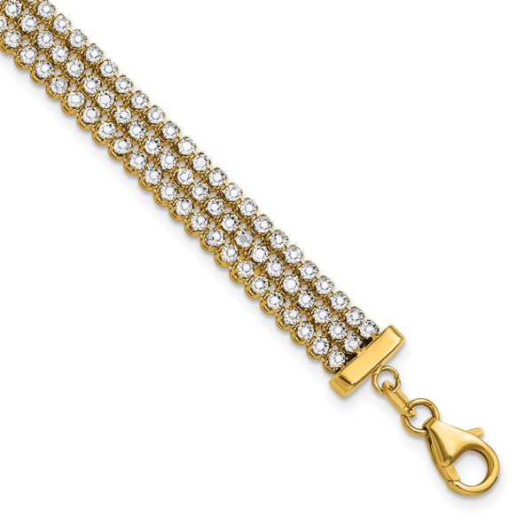 Leslie's 14K Two-tone Polished/Dia-cut 3-Row Bracelet