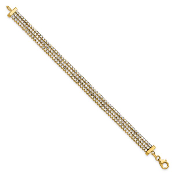 Leslie's 14K Two-tone Polished/Dia-cut 3-Row Bracelet - Image 2