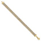Leslie's 14K Two-tone Polished/Dia-cut 3-Row Bracelet - Image 2