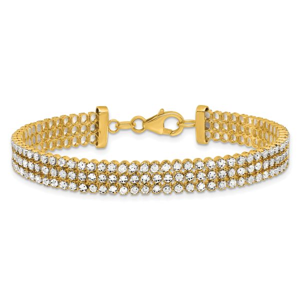 Leslie's 14K Two-tone Polished/Dia-cut 3-Row Bracelet - Image 3