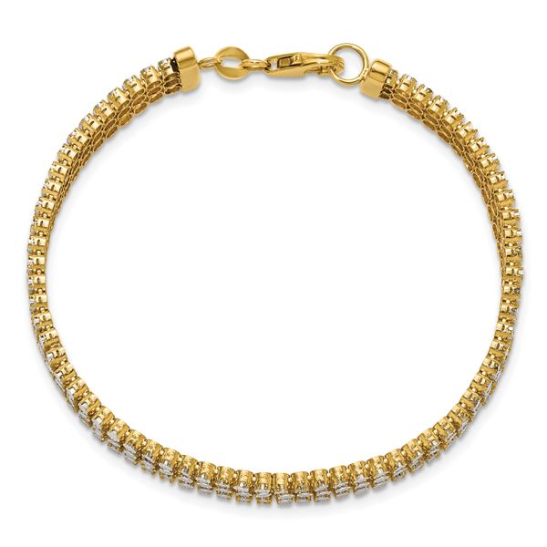 Leslie's 14K Two-tone Polished/Dia-cut 3-Row Bracelet - Image 4