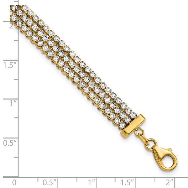 Leslie's 14K Two-tone Polished/Dia-cut 3-Row Bracelet - Image 5