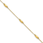 Leslie's 14K Polished Bead Station 9in Plus 1in ext. Anklet