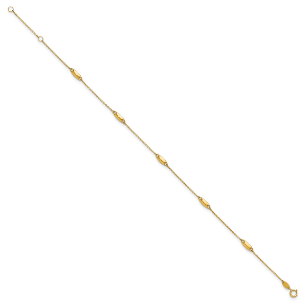 Leslie's 14K Polished Bead Station 9in Plus 1in ext. Anklet - Image 2