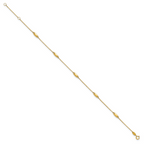 Leslie's 14K Polished Bead Station 9in Plus 1in ext. Anklet - Image 2