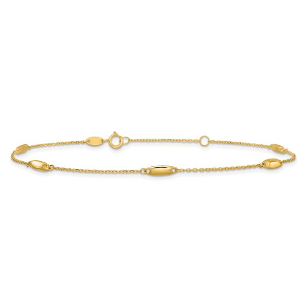 Leslie's 14K Polished Bead Station 9in Plus 1in ext. Anklet - Image 3