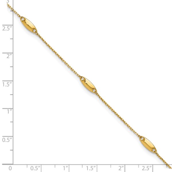 Leslie's 14K Polished Bead Station 9in Plus 1in ext. Anklet - Image 5