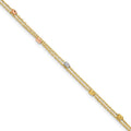 Leslie's 14K Tri-color Polish/Dia-cut 2-Strand 9in Plus 1in ext. Anklet