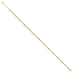 Leslie's 14K Tri-color Polish/Dia-cut 2-Strand 9in Plus 1in ext. Anklet - Image 2