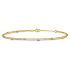 Leslie's 14K Tri-color Polish/Dia-cut 2-Strand 9in Plus 1in ext. Anklet - Image 3
