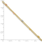 Leslie's 14K Tri-color Polish/Dia-cut 2-Strand 9in Plus 1in ext. Anklet - Image 5