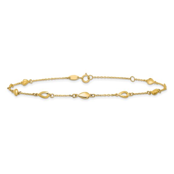 Leslie's 14K Polished Teardrop Station 9in Plus 1in ext. Anklet - Image 3