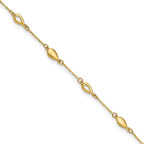 Leslie's 14K Polished Teardrop Station 9in Plus 1in ext. Anklet