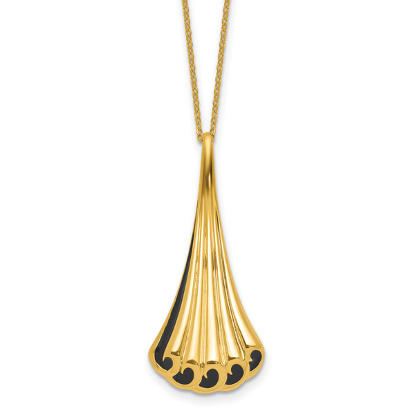 Leslie's 14K w/Black Enamel Polished Fancy w/1.25in ext. Necklace
