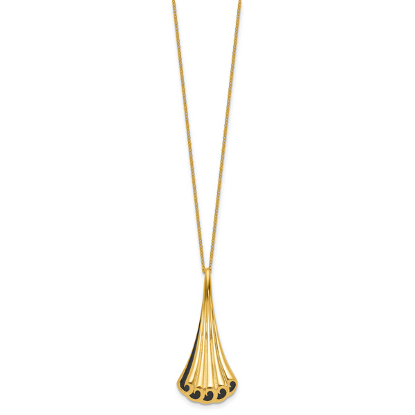 Leslie's 14K w/Black Enamel Polished Fancy w/1.25in ext. Necklace - Image 2