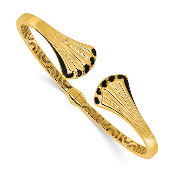 Leslie's 14K w/Black Enamel Polished Fancy Hinged Cuff Bangle