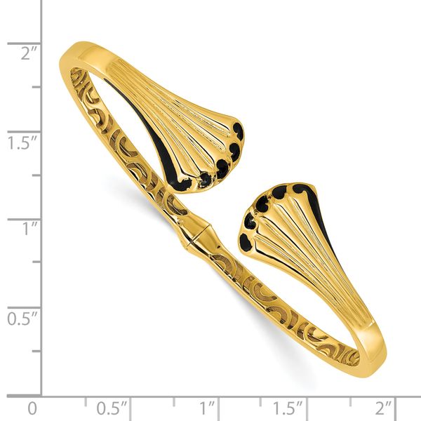 Leslie's 14K w/Black Enamel Polished Fancy Hinged Cuff Bangle - Image 3