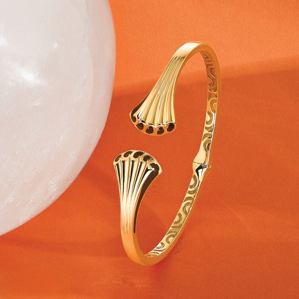 Leslie's 14K w/Black Enamel Polished Fancy Hinged Cuff Bangle - Image 5