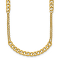 Leslie's 14K Polished/Dia-cut Fancy Link w/2in ext. Necklace
