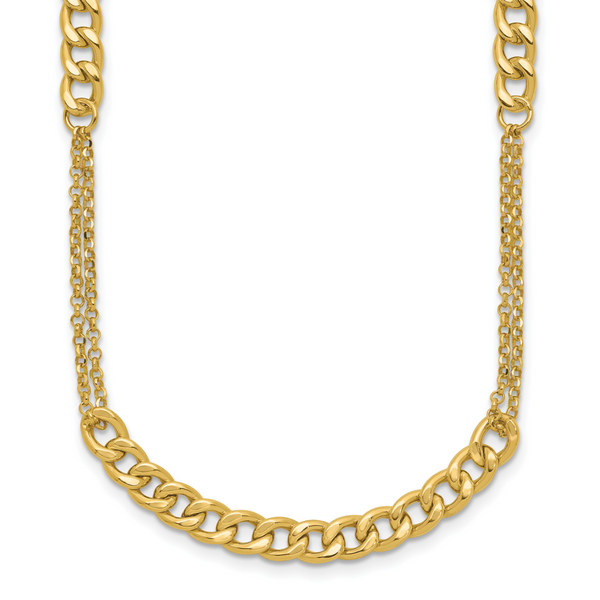 Leslie's 14K Polished/Dia-cut Fancy Link w/2in ext. Necklace