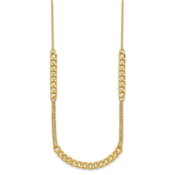Leslie's 14K Polished/Dia-cut Fancy Link w/2in ext. Necklace - Image 2