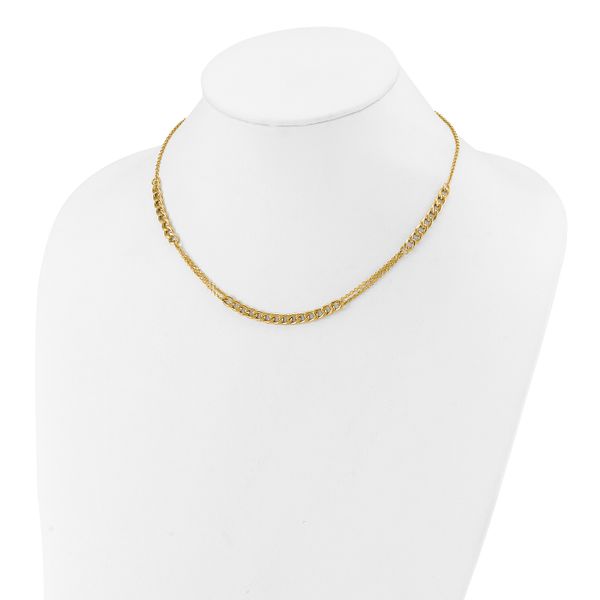 Leslie's 14K Polished/Dia-cut Fancy Link w/2in ext. Necklace - Image 3