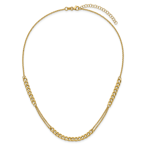 Leslie's 14K Polished/Dia-cut Fancy Link w/2in ext. Necklace - Image 4