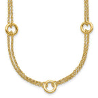 Leslie's 14K Polished/Dia-cut 2-Strand Circle Link w/2in ext. Necklace