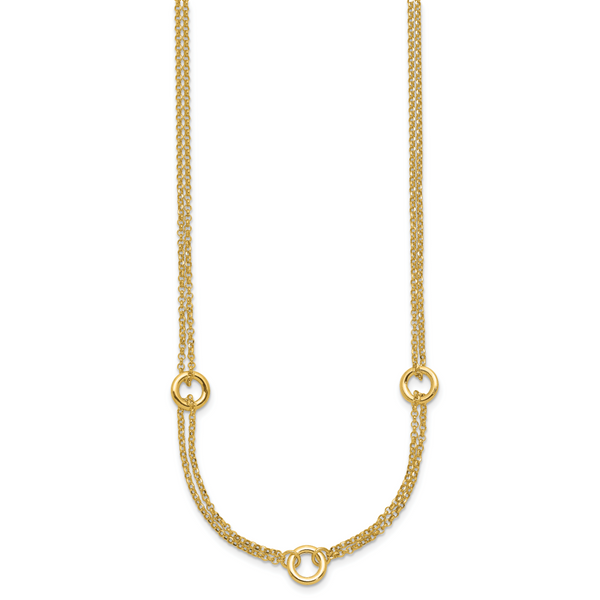 Leslie's 14K Polished/Dia-cut 2-Strand Circle Link w/2in ext. Necklace - Image 2