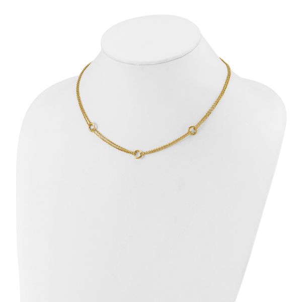Leslie's 14K Polished/Dia-cut 2-Strand Circle Link w/2in ext. Necklace - Image 3