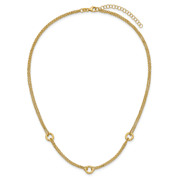 Leslie's 14K Polished/Dia-cut 2-Strand Circle Link w/2in ext. Necklace - Image 4