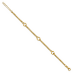 Leslie's 14K Polished/Dia-cut 2-Strand Circle Link w/1in ext. Bracelet - Image 2