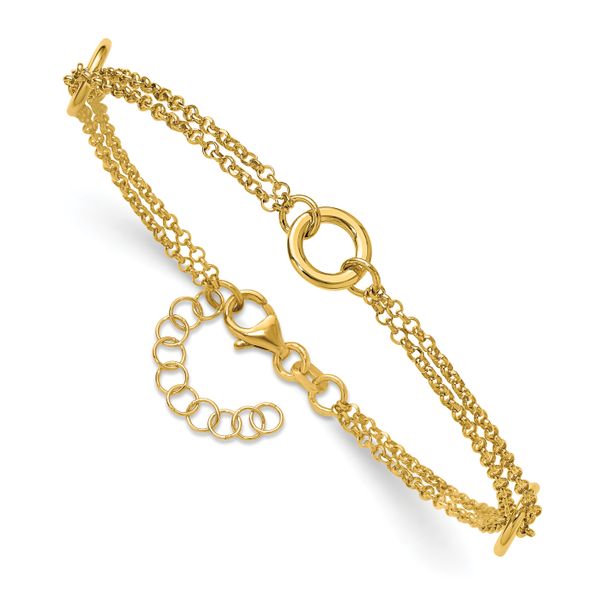 Leslie's 14K Polished/Dia-cut 2-Strand Circle Link w/1in ext. Bracelet - Image 3