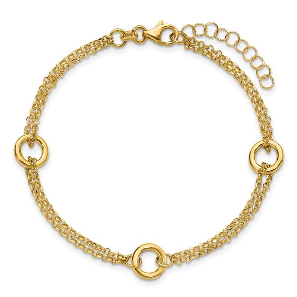 Leslie's 14K Polished/Dia-cut 2-Strand Circle Link w/1in ext. Bracelet - Image 4