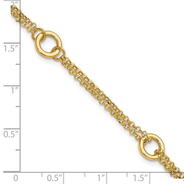 Leslie's 14K Polished/Dia-cut 2-Strand Circle Link w/1in ext. Bracelet - Image 5