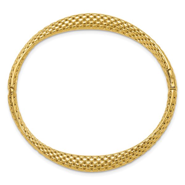 Leslie's 14K Polished and Textured Fancy Twist Hinged Bangle - Image 2