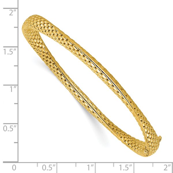 Leslie's 14K Polished and Textured Fancy Twist Hinged Bangle - Image 3