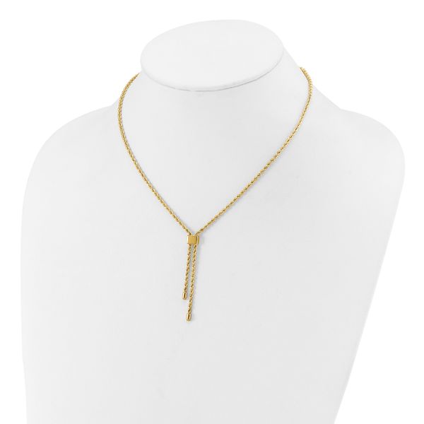 Leslie's 14K Polished/Dia-cut Fancy Rope Adj. up to 19in Necklace - Image 3