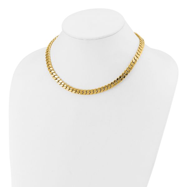 Leslie's 14K Two-tone CZ Polished Fancy Curb Necklace - Image 3
