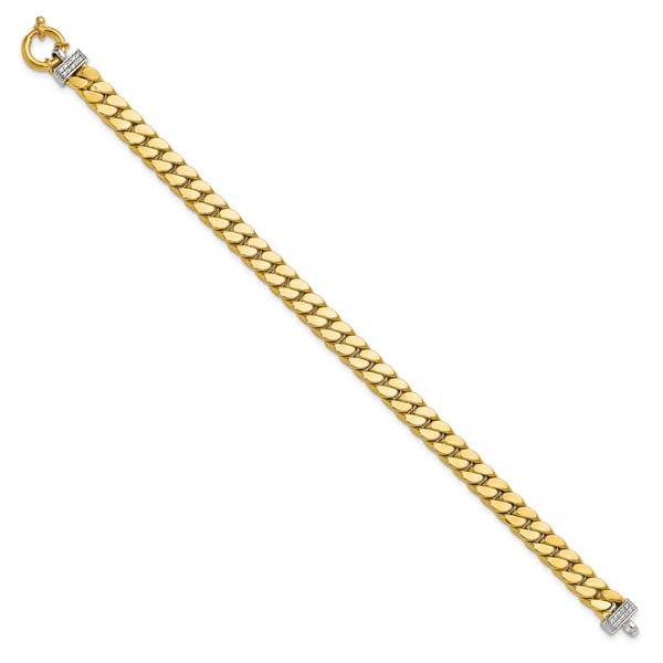 Leslie's 14K Two-tone CZ Polished Fancy Curb Bracelet - Image 2