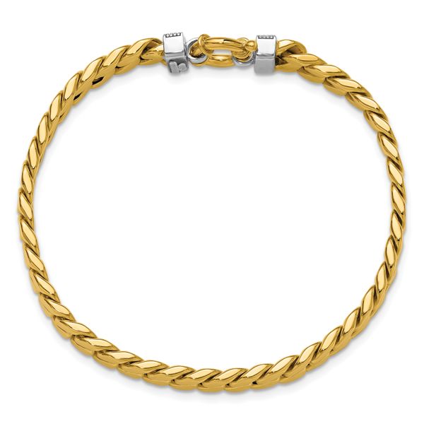 Leslie's 14K Two-tone CZ Polished Fancy Curb Bracelet - Image 4