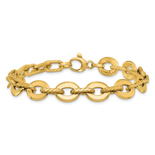 Leslie's 14K Polished and Grooved Fancy Link Bracelet - Image 3