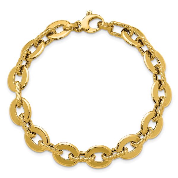 Leslie's 14K Polished and Grooved Fancy Link Bracelet - Image 4