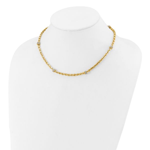 Leslie's 14K Two-tone CZ Polished Fancy Link Necklace - Image 3