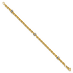 Leslie's 14K Two-tone CZ Polished Fancy Link Bracelet - Image 2
