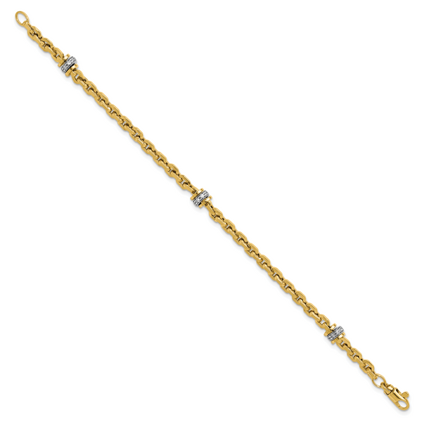 Leslie's 14K Two-tone CZ Polished Fancy Link Bracelet - Image 2